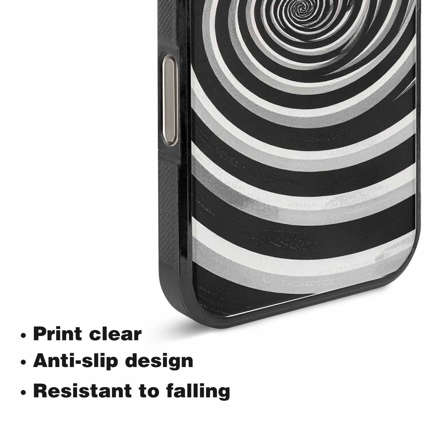 iPhone 15 Pro Max Case — Hypnotic Spiral Optical Illusion Motif High, Custom Phone Case