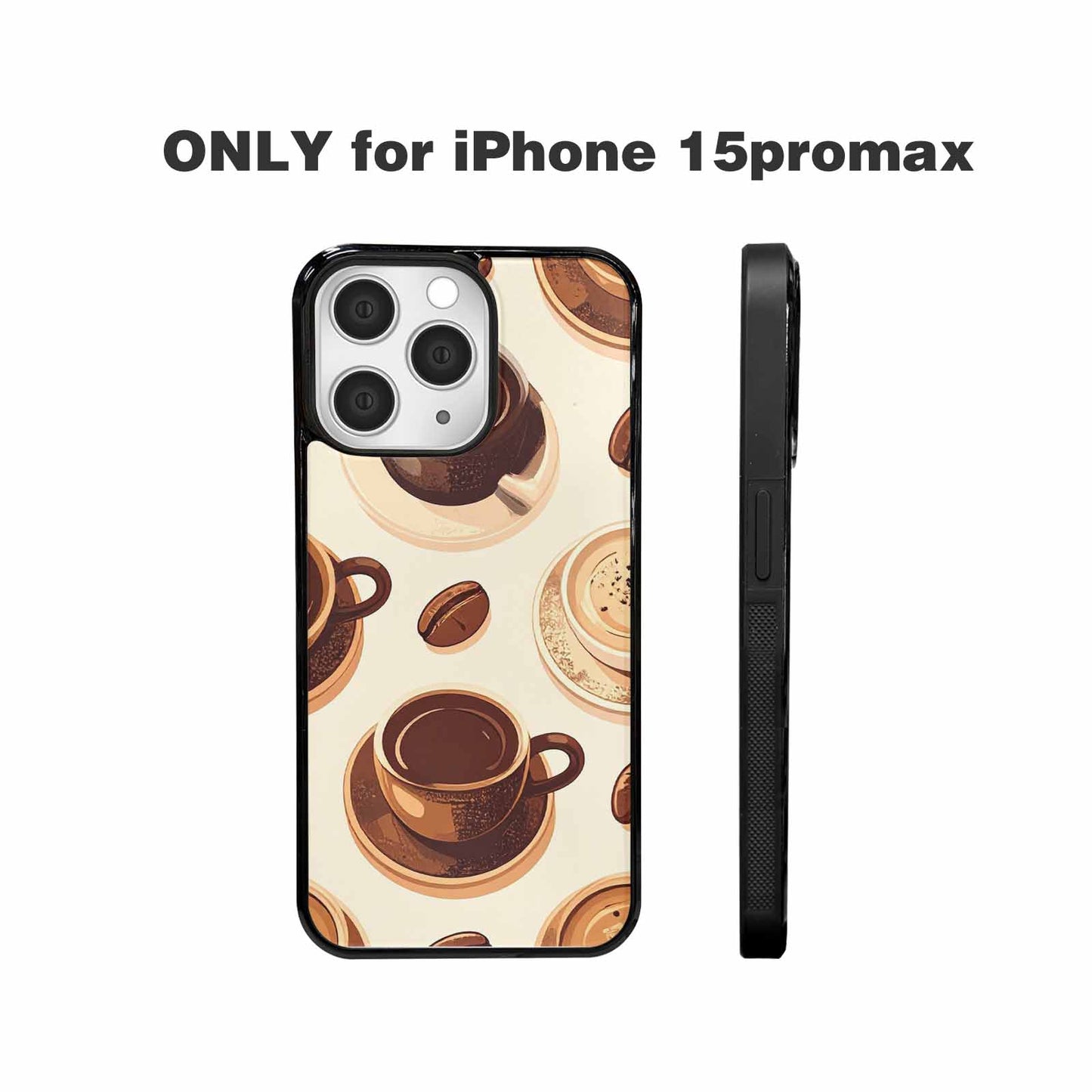 iPhone 15 Pro Max Case — Coffee Cup And Bean Pattern Seamless, Custom Art Phone Cover