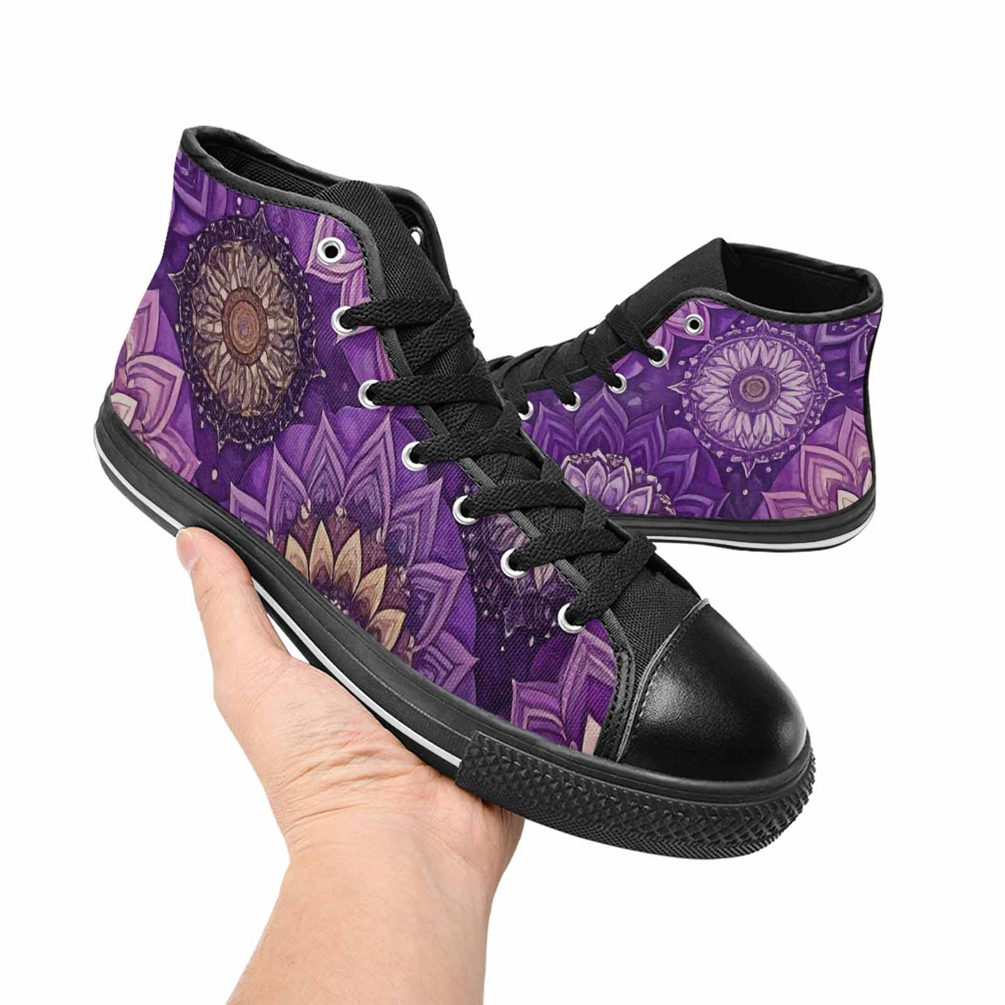 MEN'S Mandala High Top Canvas Wallpaper Art Sneakers