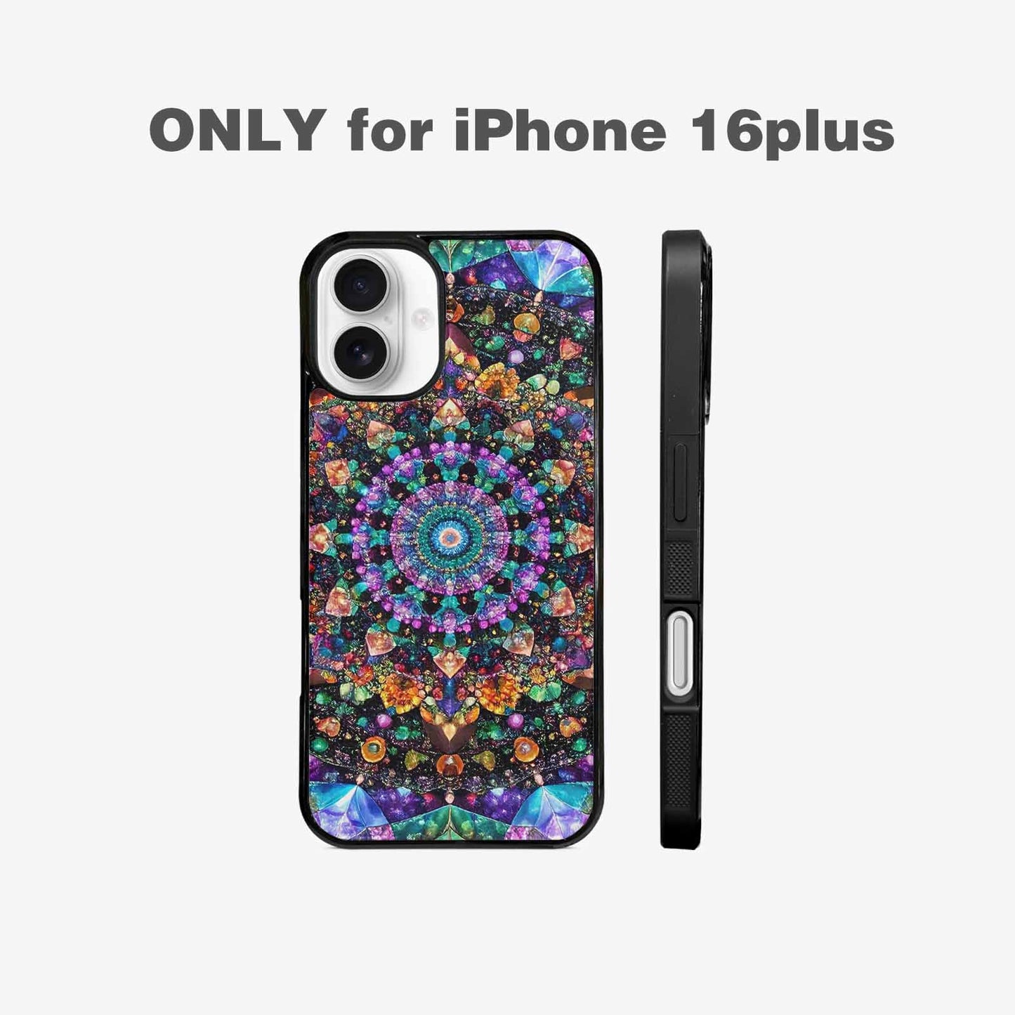 iPhone 16 Plus Case — Crystal Mandala Art Seamless Pattern Vibrant, Customized Protective Case