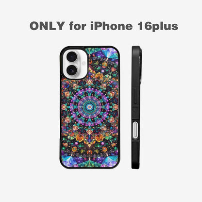 iPhone 16 Plus Case — Crystal Mandala Art Seamless Pattern Vibrant, Customized Protective Case