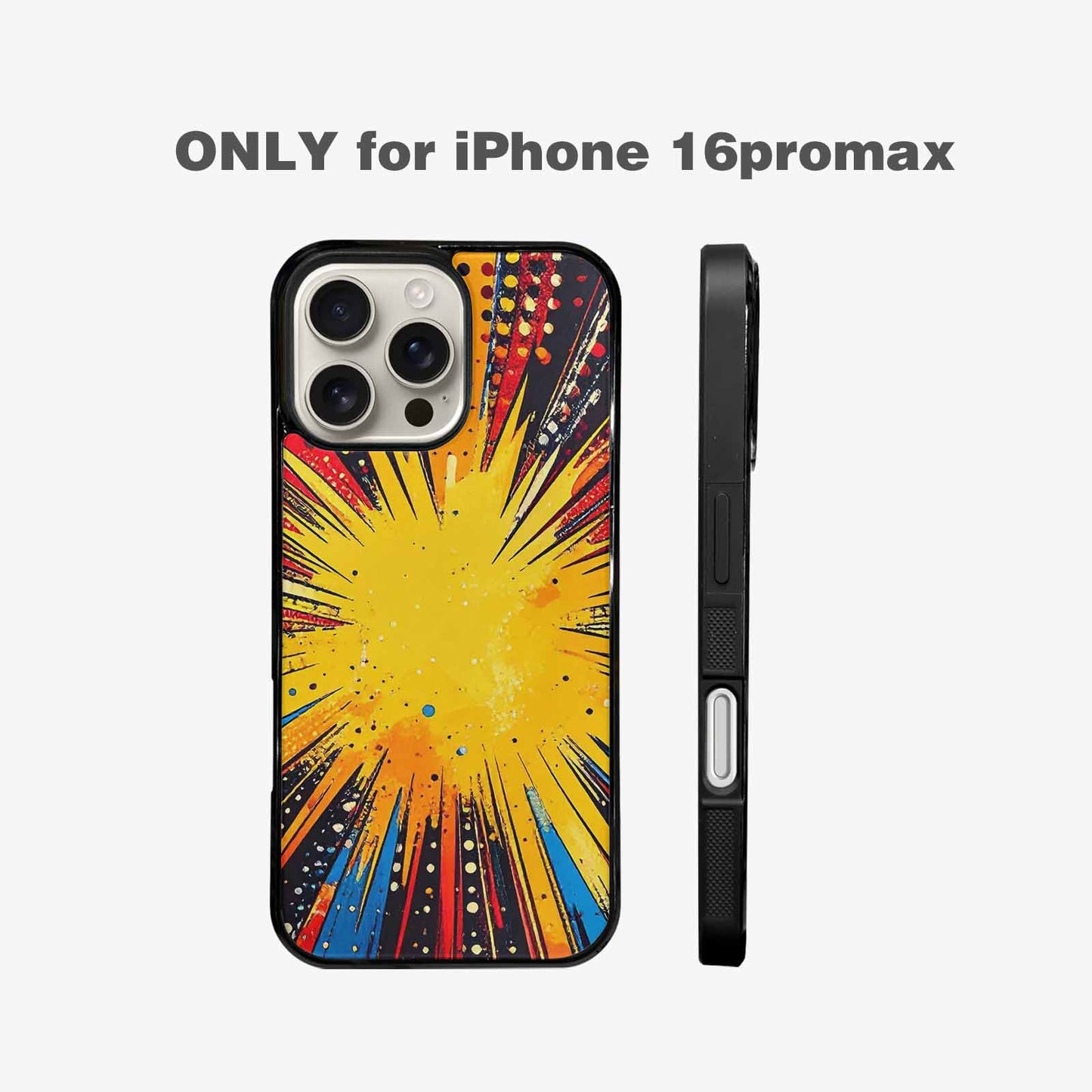 iPhone 16 Pro Max Case — Comic Halftone Comic Bursts Pattern Hundreds, Unique Phone Case Design