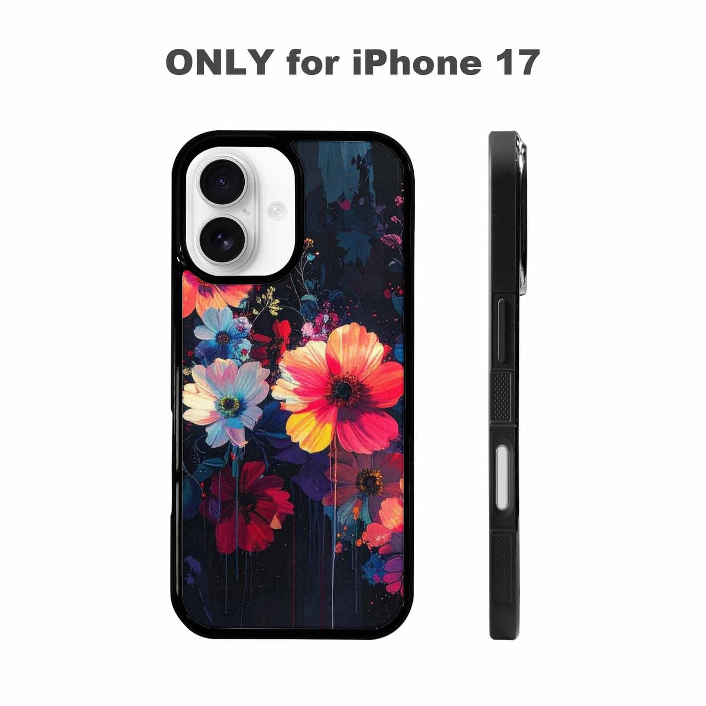 iPhone 17 Case — Shadowy Glitch Floral Pattern Floral, Custom Print Case Cover