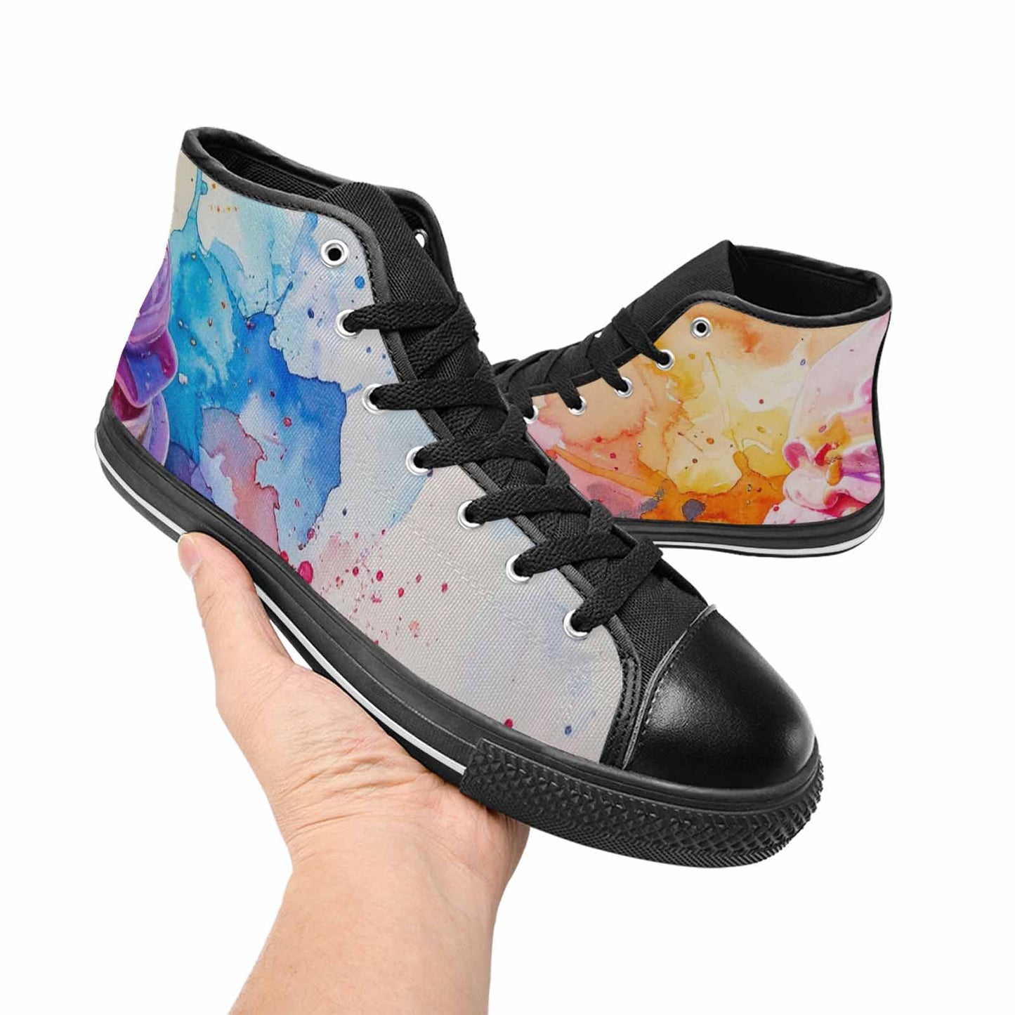 MEN'S Melting Icecream Collage High Top Canvas Vibrant Chaos Custom Sneakers