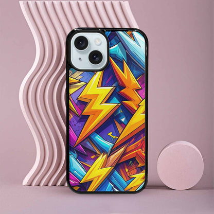 iPhone 15 Case — Lightning Bolt Storm Pattern Hundreds Of, Custom Print Case Cover