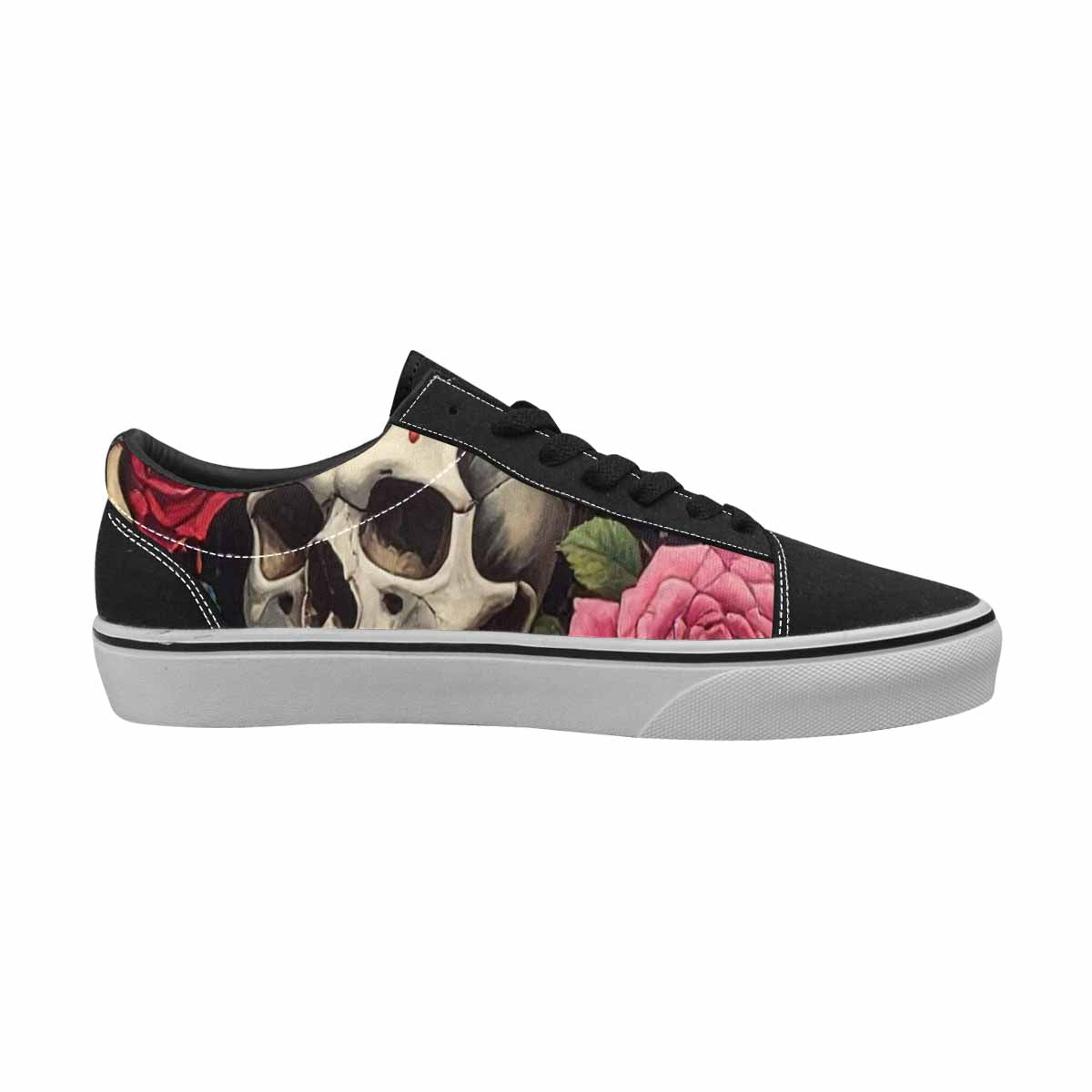 WOMEN'S Skulls Roses Melting Skulls Lace-Up Canvas Melting Art Custom Sneakers