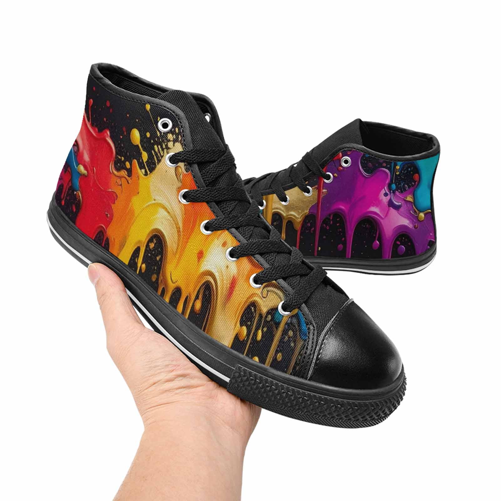 WOMEN'S Paint Splatter High Top Canvas Grunge Shoes