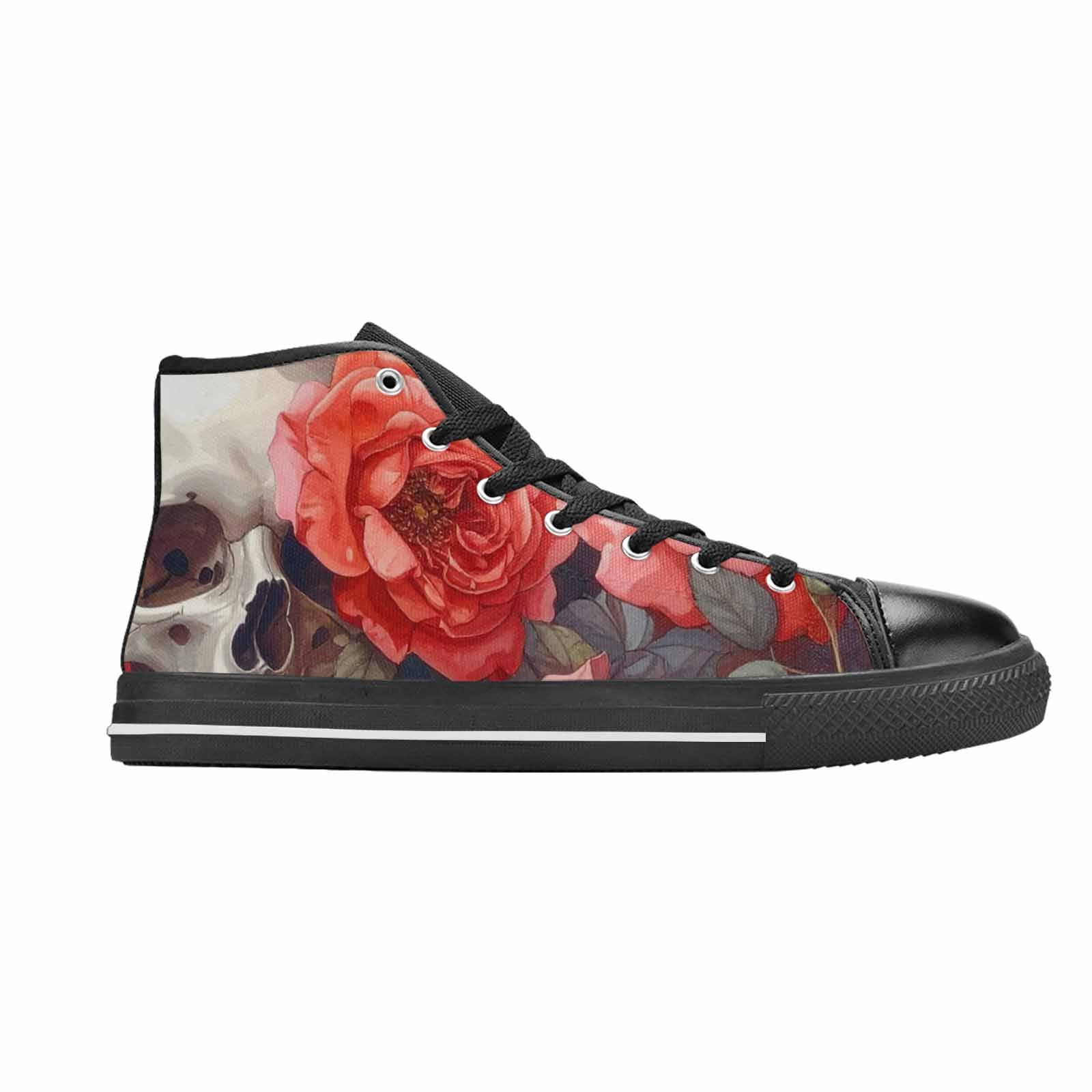 WOMEN'S Skulls Roses Soft Airbrush High Top Canvas Y2K Custom Shoes