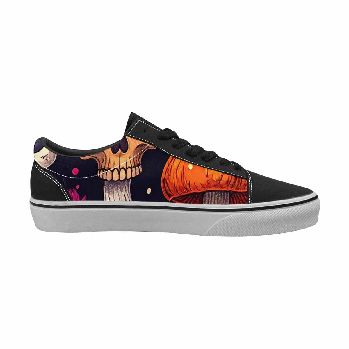 WOMEN'S Mushroom Skulls Canvas Lace-Up Wallpaper Art Shoes