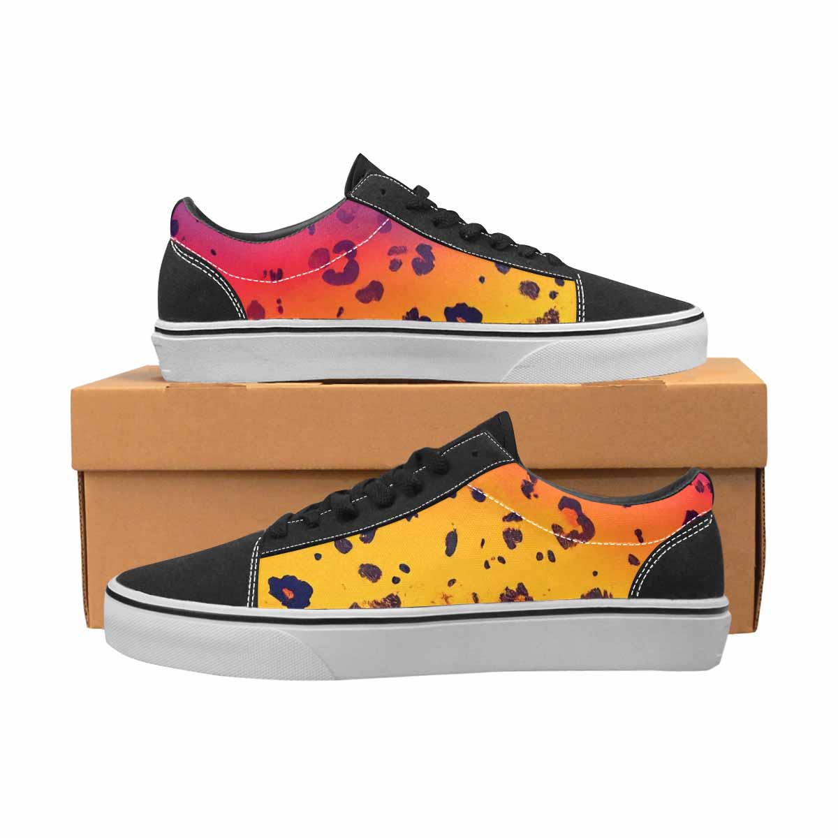 MEN'S Leopard Print Gradient Canvas Lace-Up Y2K Custom Sneakers