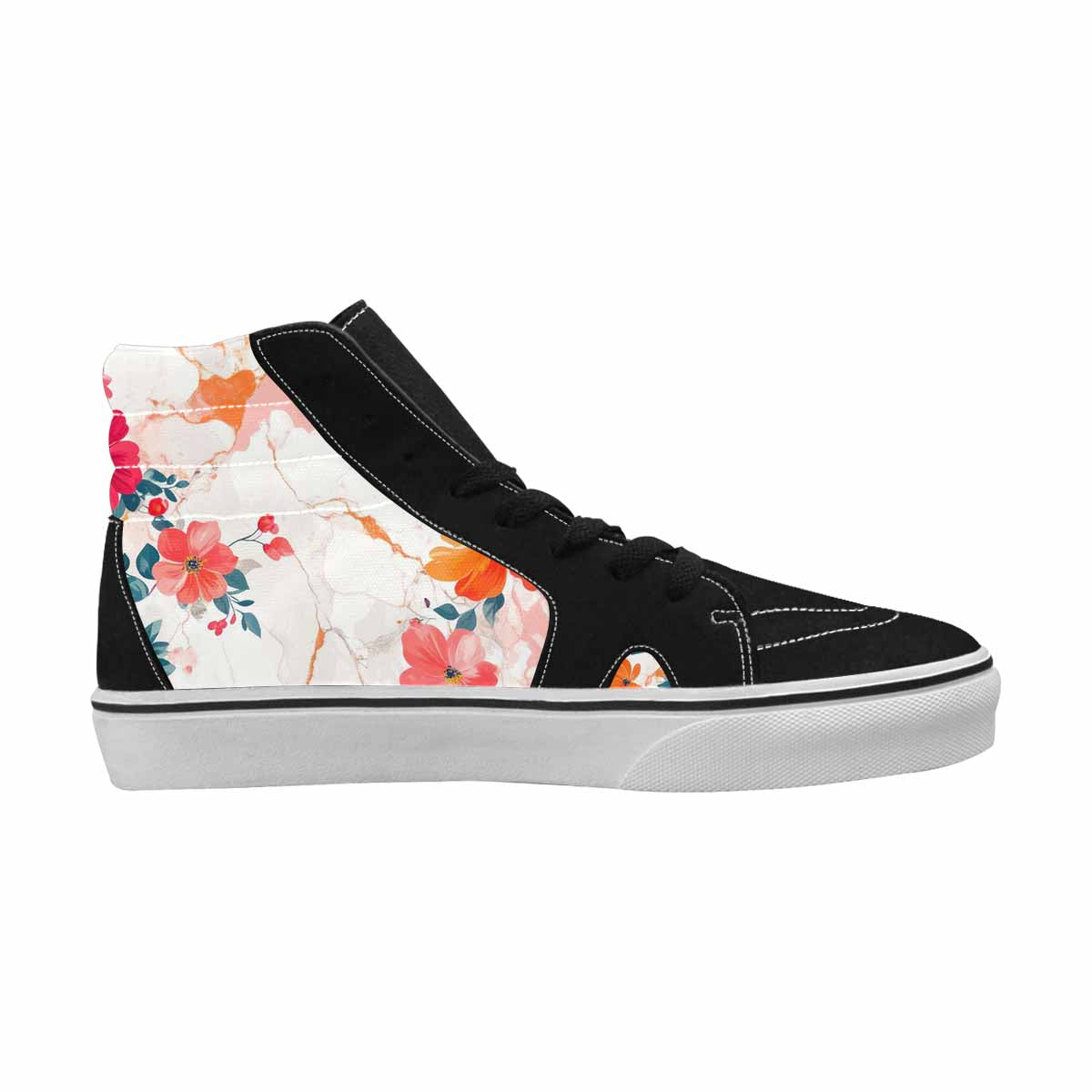 WOMEN'S Marble Floral High Top Canvas Vivid Custom Shoes