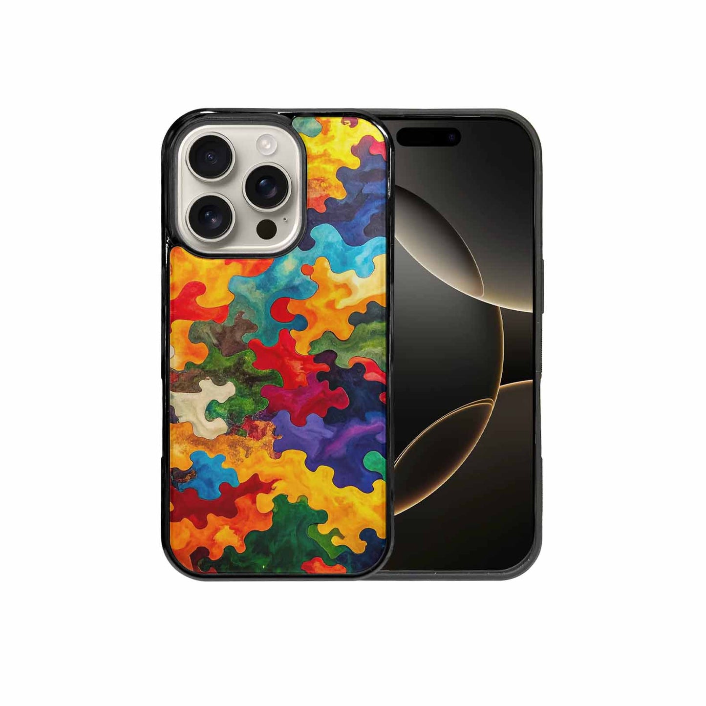 iPhone 16 Pro Case — Camo Patches Full Color Vibrant Camo, Custom Made Phone Cover