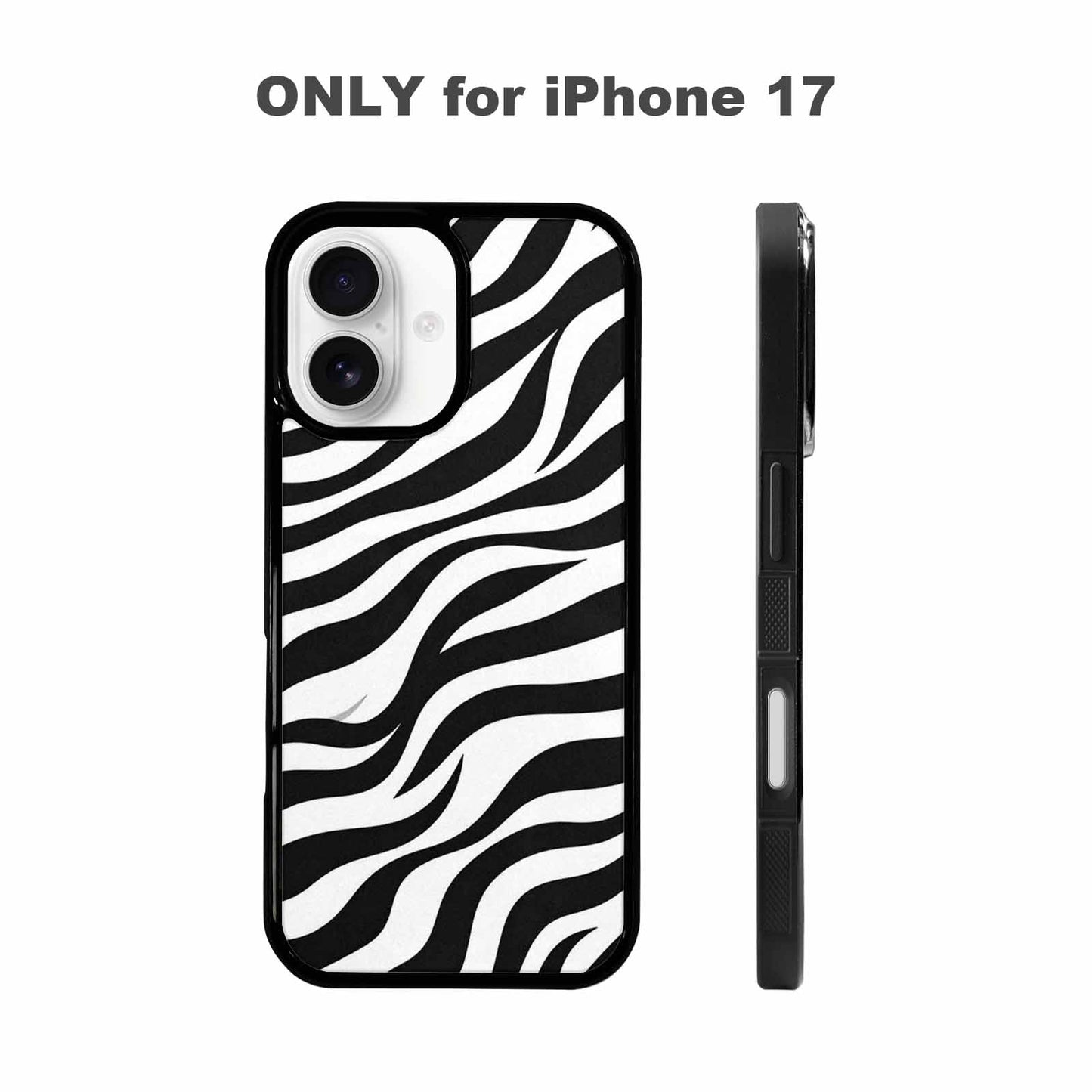 iPhone 17 Case — Zebra Print Black White Custom Animal, Customized Protective Case