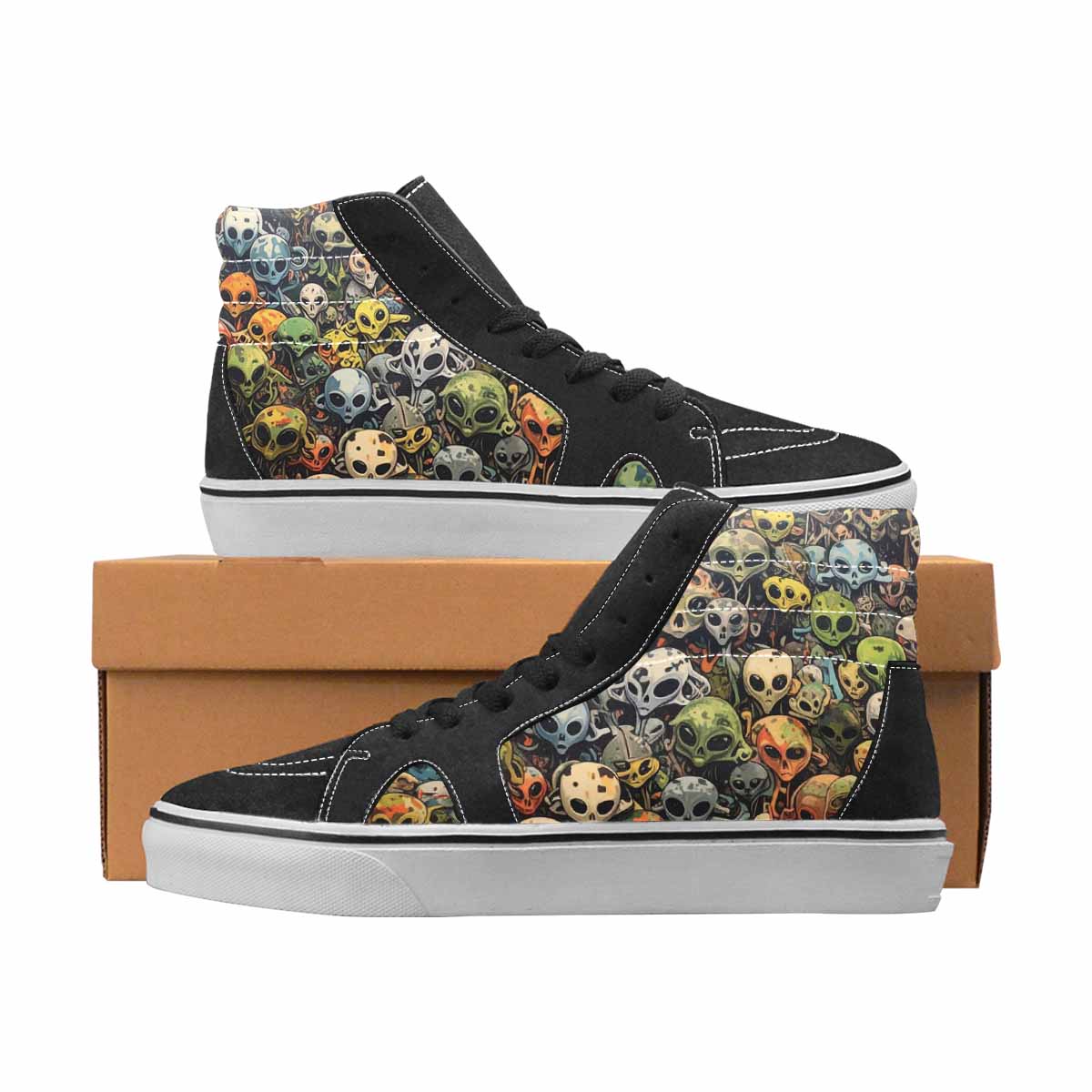 WOMEN'S Camo High Top Canvas Streetwear Wallpaper Art Handmade Custom Shoes