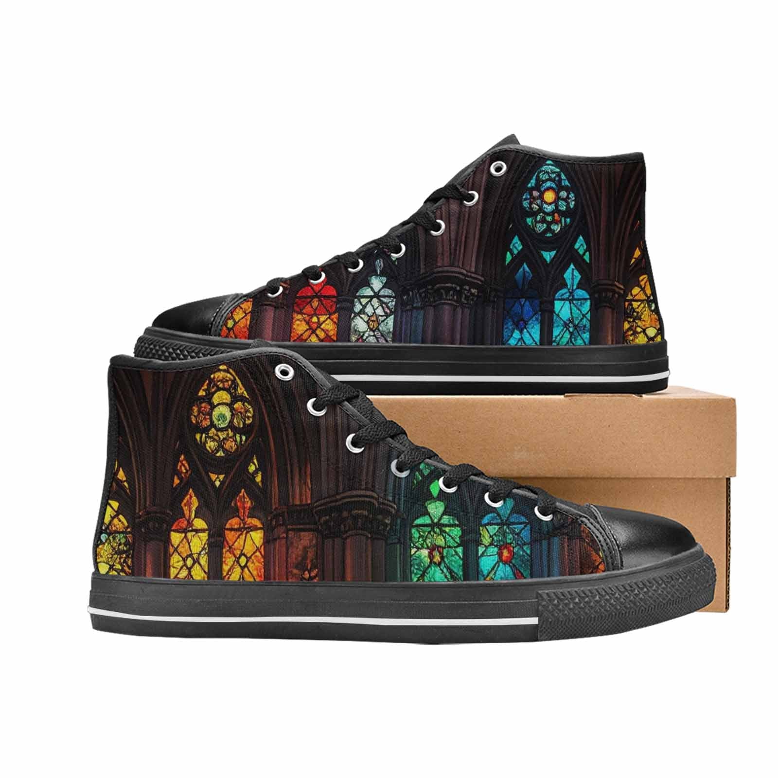 WOMEN'S Stained Glass Cathedral High Top Canvas Cottagecore Shoes