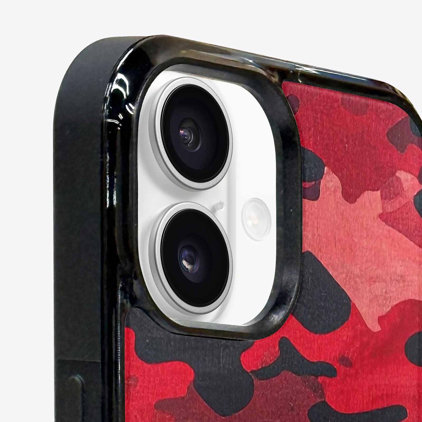 iPhone 16 Case — Tactical Camo Red Black Custom, Original Design Phone Case
