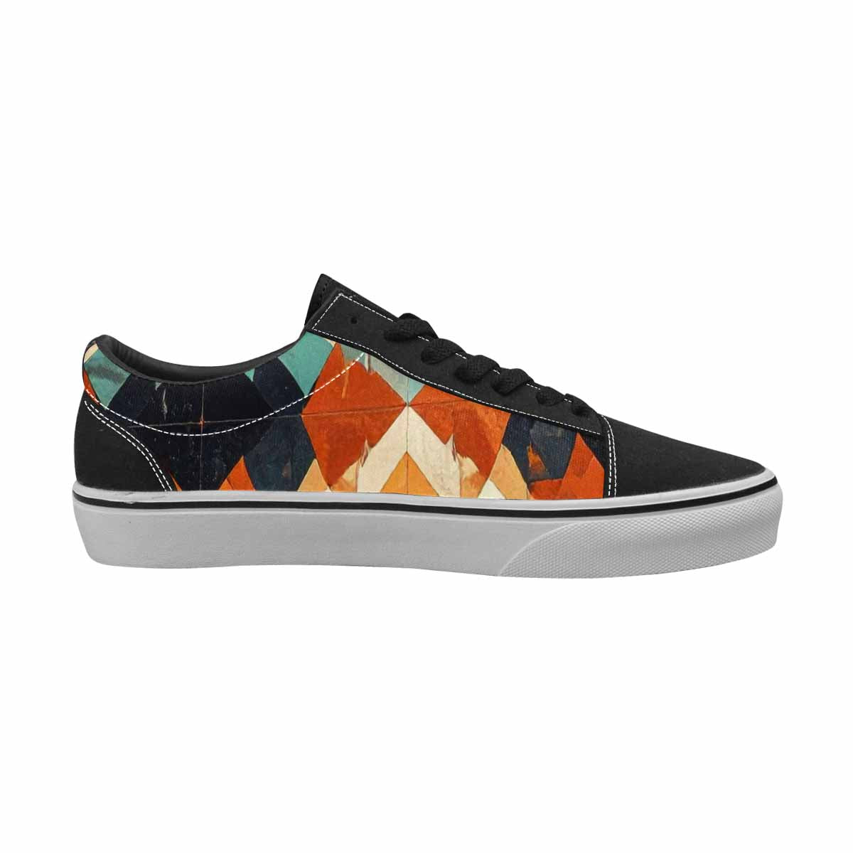 WOMEN'S Southwestern Geometric Diamond Canvas Lace-Up Wallpaper Art Custom Sneakers