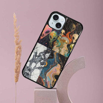 iPhone 15 Plus Case — Aliens Marblealiens Pattern Onb, Custom Art Phone Cover