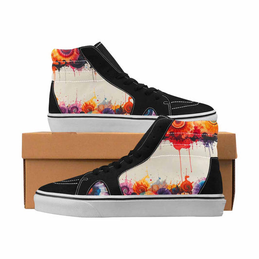 MEN'S Tie Dye Black & Red Ink High Top Canvas One Of A Kind Grunge Custom Canvas Shoes