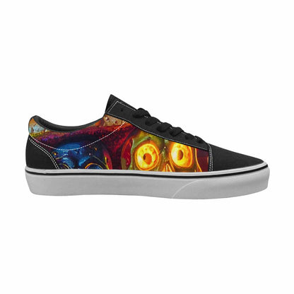 WOMEN'S Toxic Skeleton Hot Dog Lace-Up Canvas Wallpaper Art Custom Sneakers