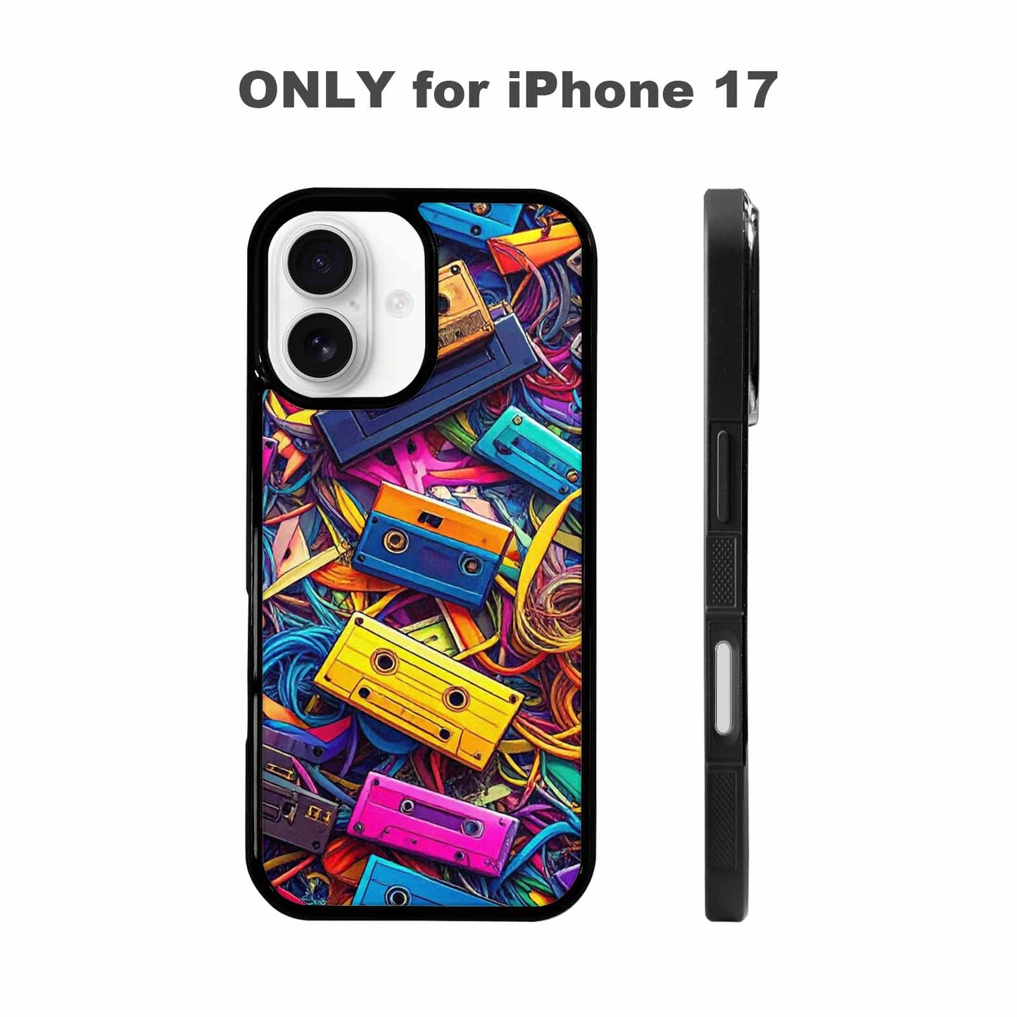 iPhone 17 Case — Retro Cassette Tape Pattern Retro Vintage, Personalized Phone Case