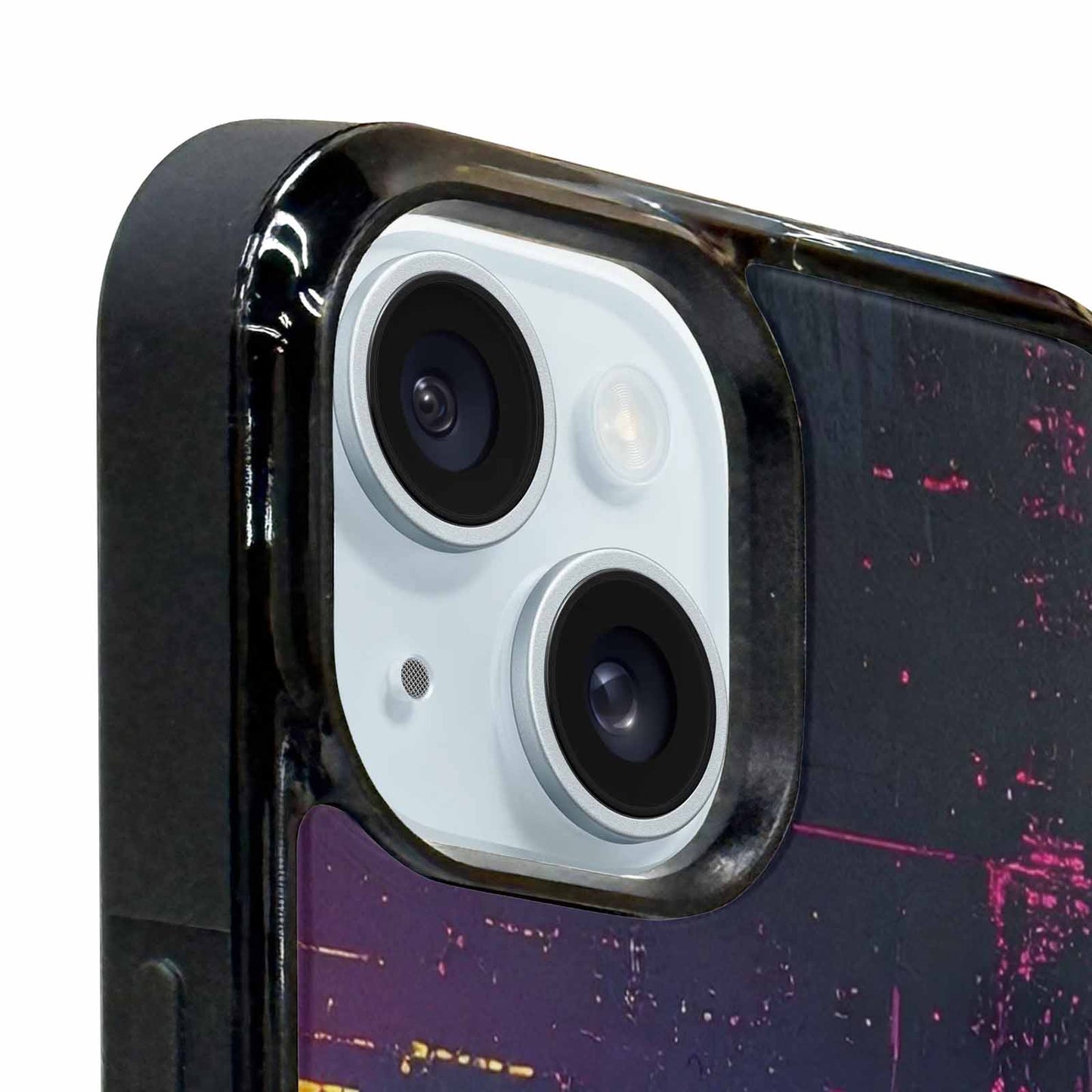 iPhone 15 Plus Case — Glitch Dark Art Seamless Pattern Vibrant, Custom Printed Phone Case
