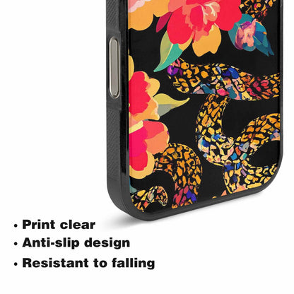 iPhone 16 Pro Case — Floral Snake Print, Custom Art Phone Cover