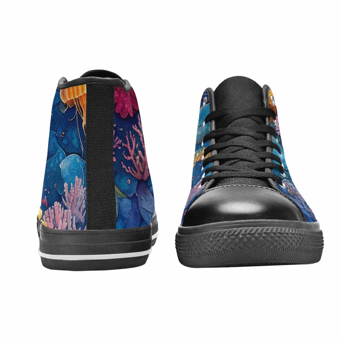 MEN'S Fish Scale Coral High Top Canvas Grunge Custom Shoes