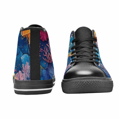 MEN'S Fish Scale Coral High Top Canvas Grunge Custom Shoes