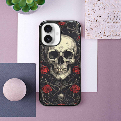 iPhone 16 Case — Gothic Skulls Roses Custom, Custom Made Phone Cover