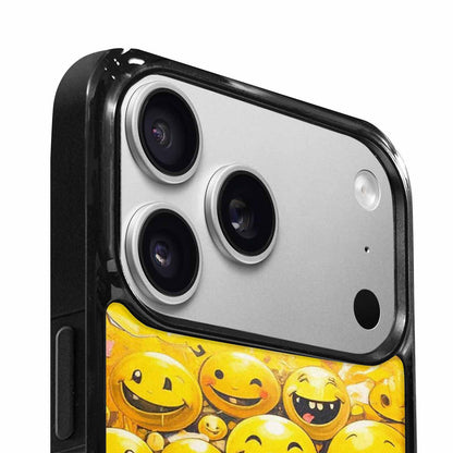 iPhone 17 Pro Max Case — Melting Moon Smiley Yellow Original Art, Custom Designed Case Cover