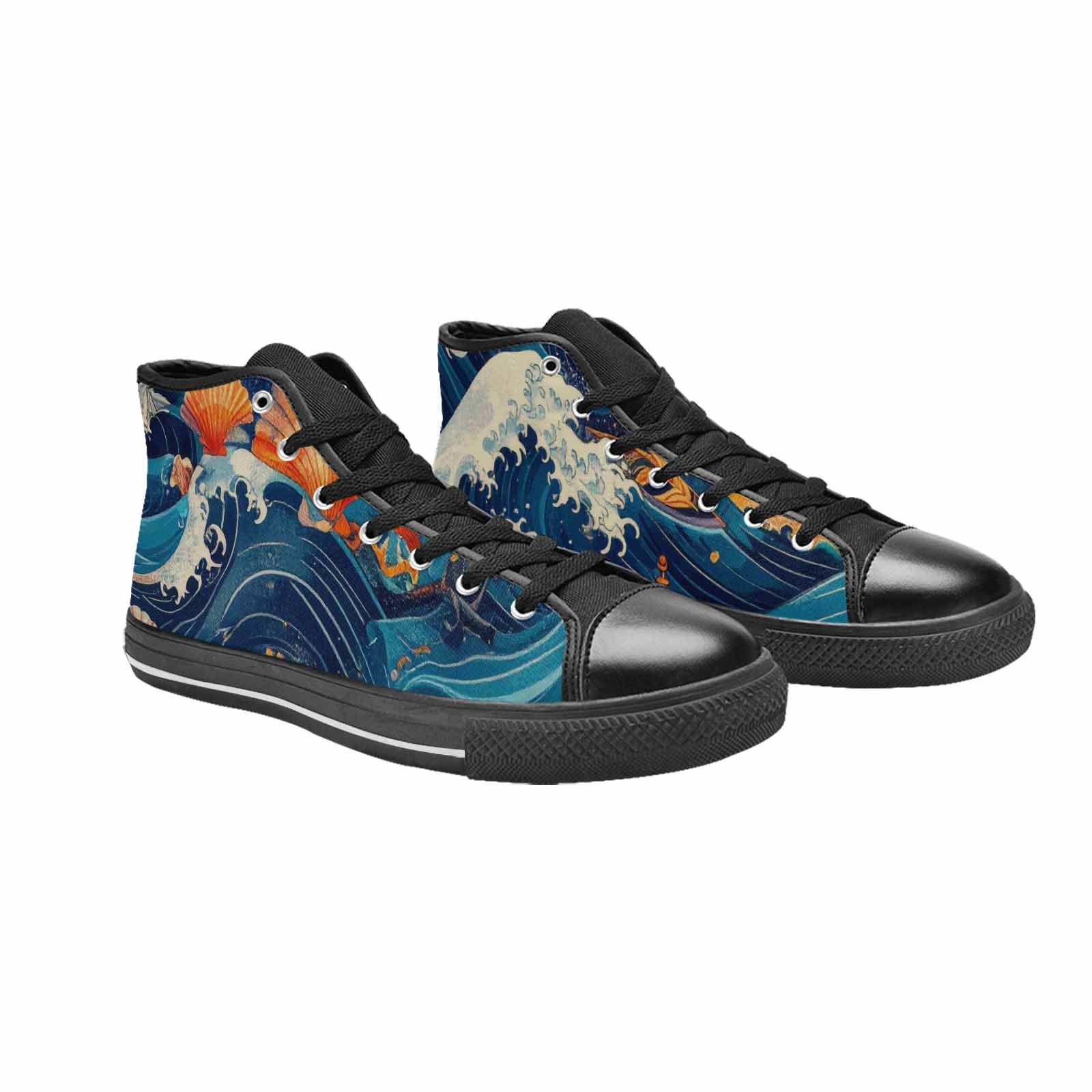 WOMEN'S Ocean Wave High Top Canvas Surreal Sneakers