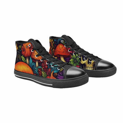 MEN'S Mushrooms And Skulls High Top Canvas Aesthetic Custom Sneakers