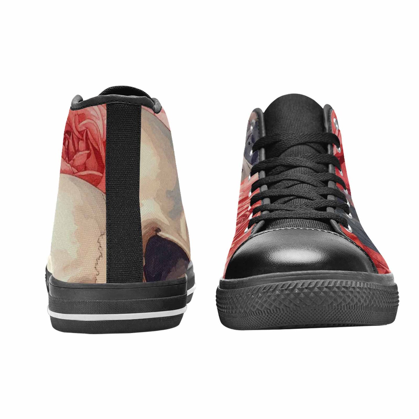 MEN'S Skulls Roses Soft Airbrush High Top Canvas Neon Fantasy Custom Sneakers