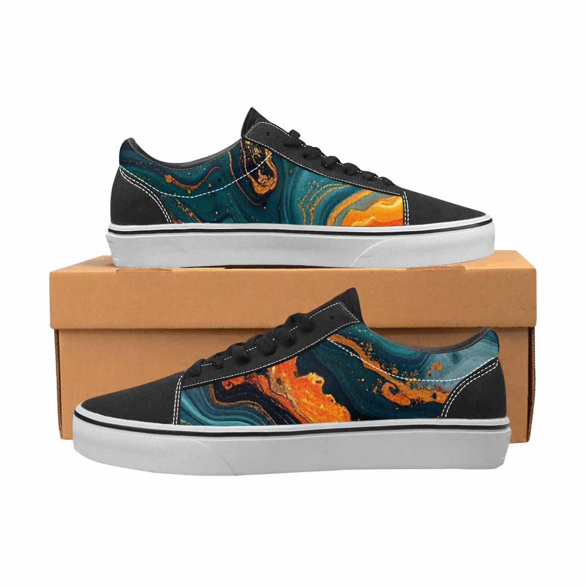 WOMEN'S Marble Dark Canvas Lace-Up Neon Fantasy Shoes