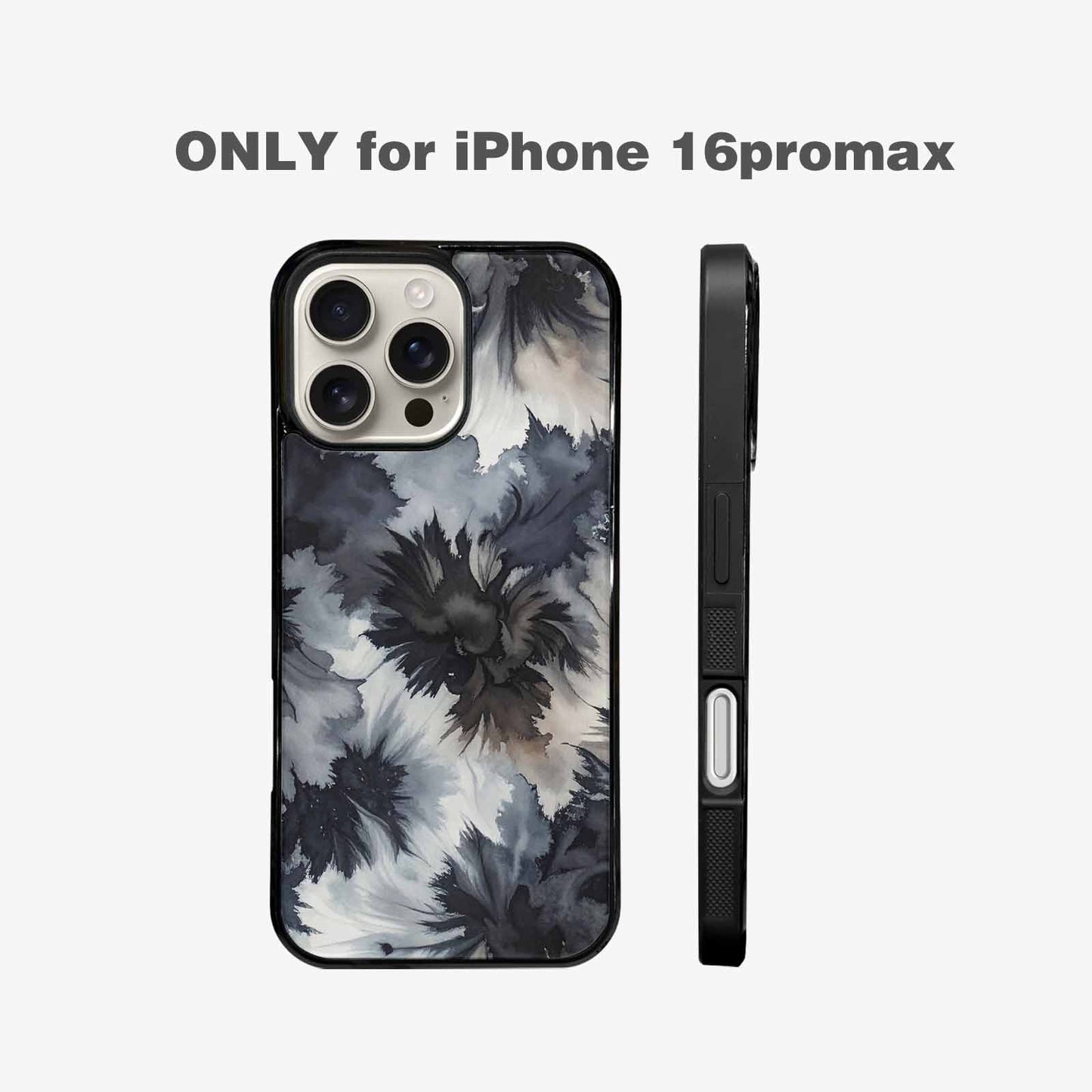 iPhone 16 Pro Max Case — Tie Dye Black And Gray Blended, Custom Phone Case