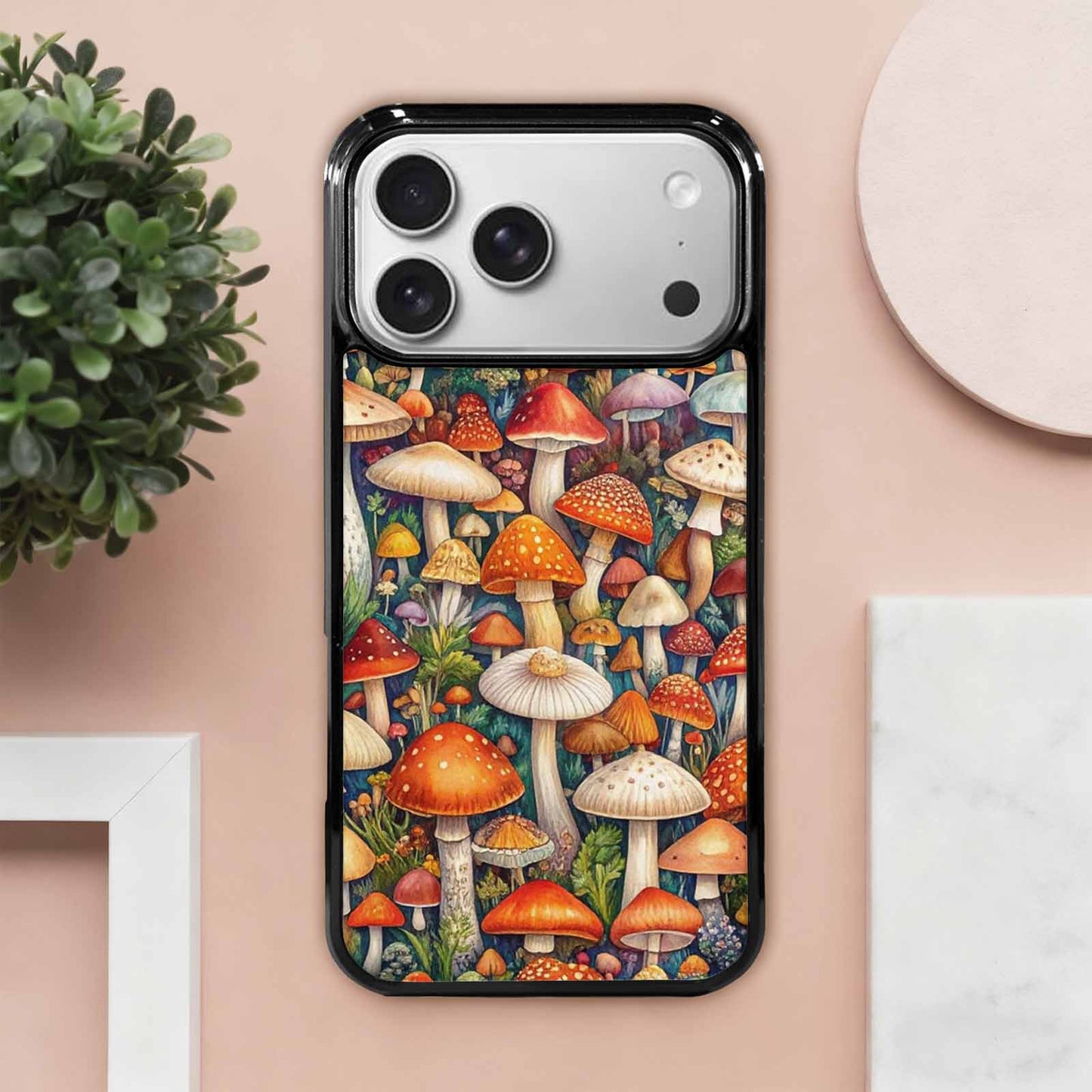 iPhone 17 Pro Max Case — Mushrooms (general) Mushrooms Pattern Original Art, Personalized Phone Case