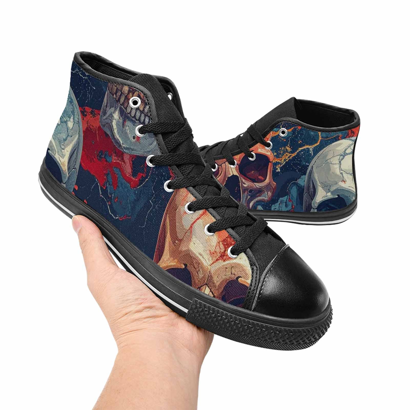 MEN'S Marble Skull High Top Canvas Vivid Custom Shoes