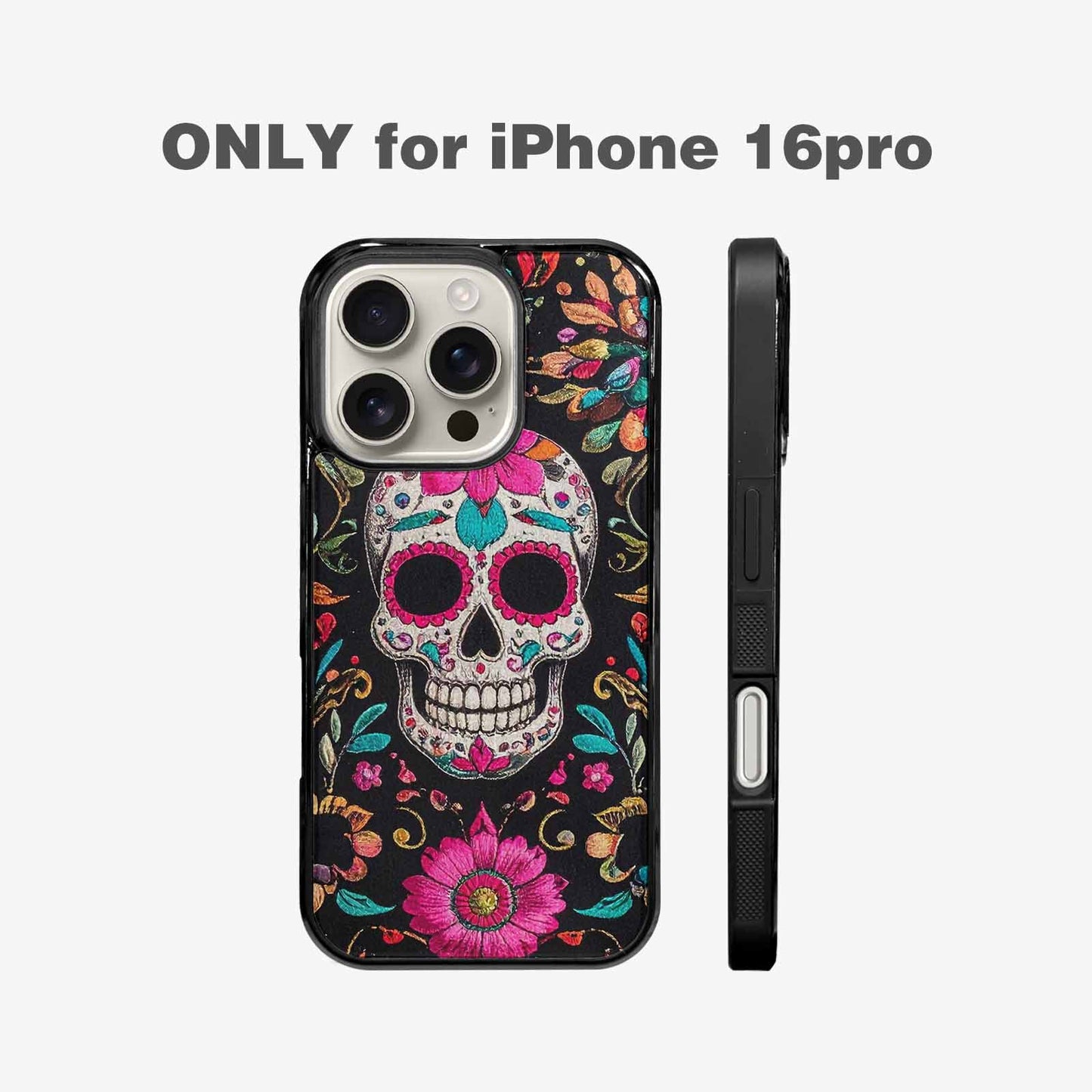 iPhone 16 Pro Case — Colorful Dia De Los Muertos Sugar, Custom Designed Case Cover