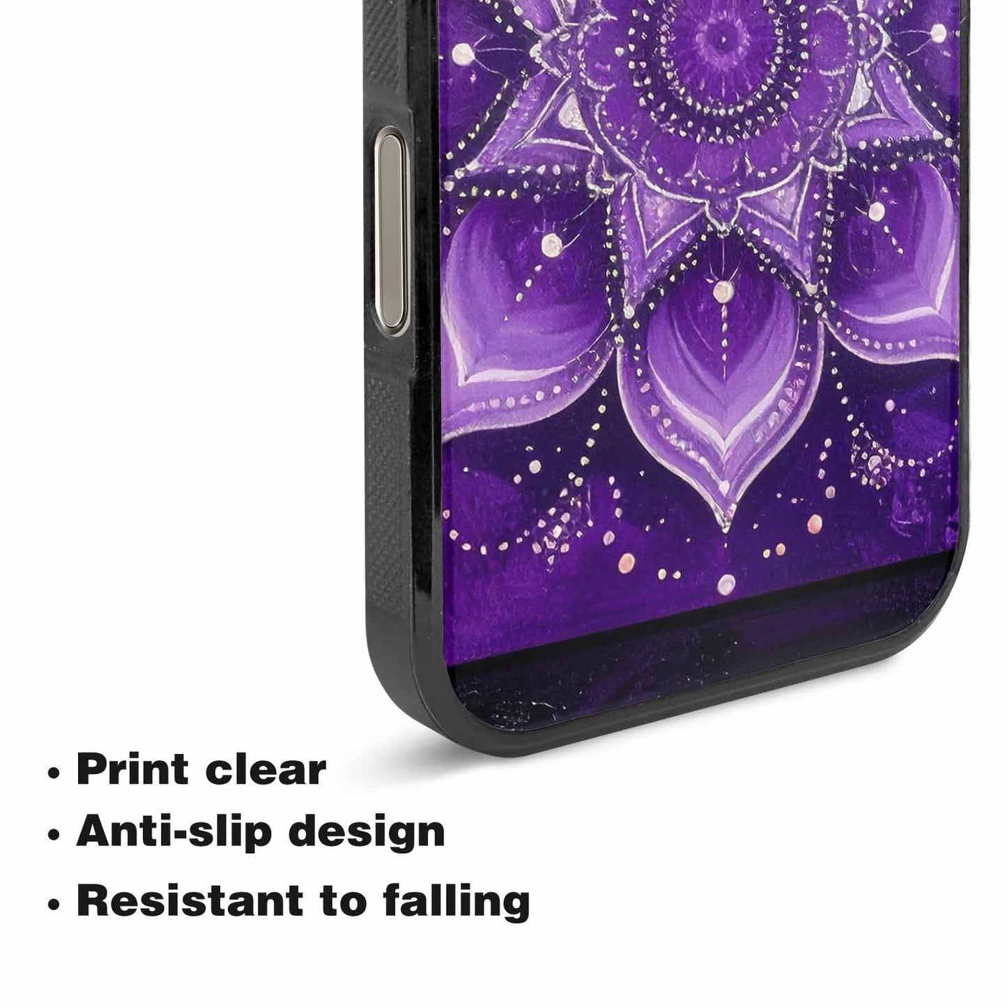 iPhone 16 Pro Max Case — Purple Mandala Bohemian Print Edge To, Custom Art Phone Cover