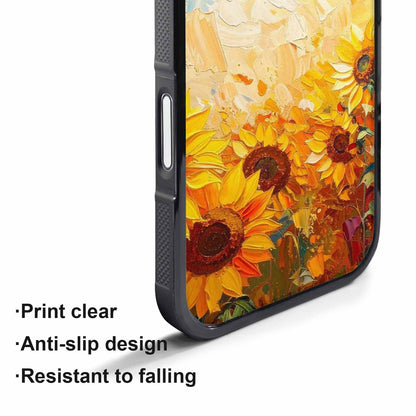iPhone 17 Pro Case — Impressionist Sunflower Brushstroke Pattern Hundreds Floral, Custom Made Phone Cover