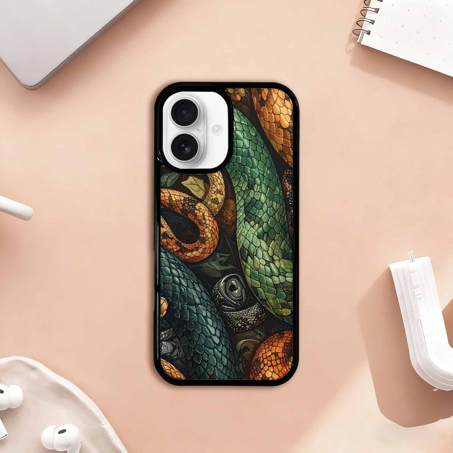 iPhone 17 Case — Small Snake Skin Reptile Original Art, Custom Designed Case Cover