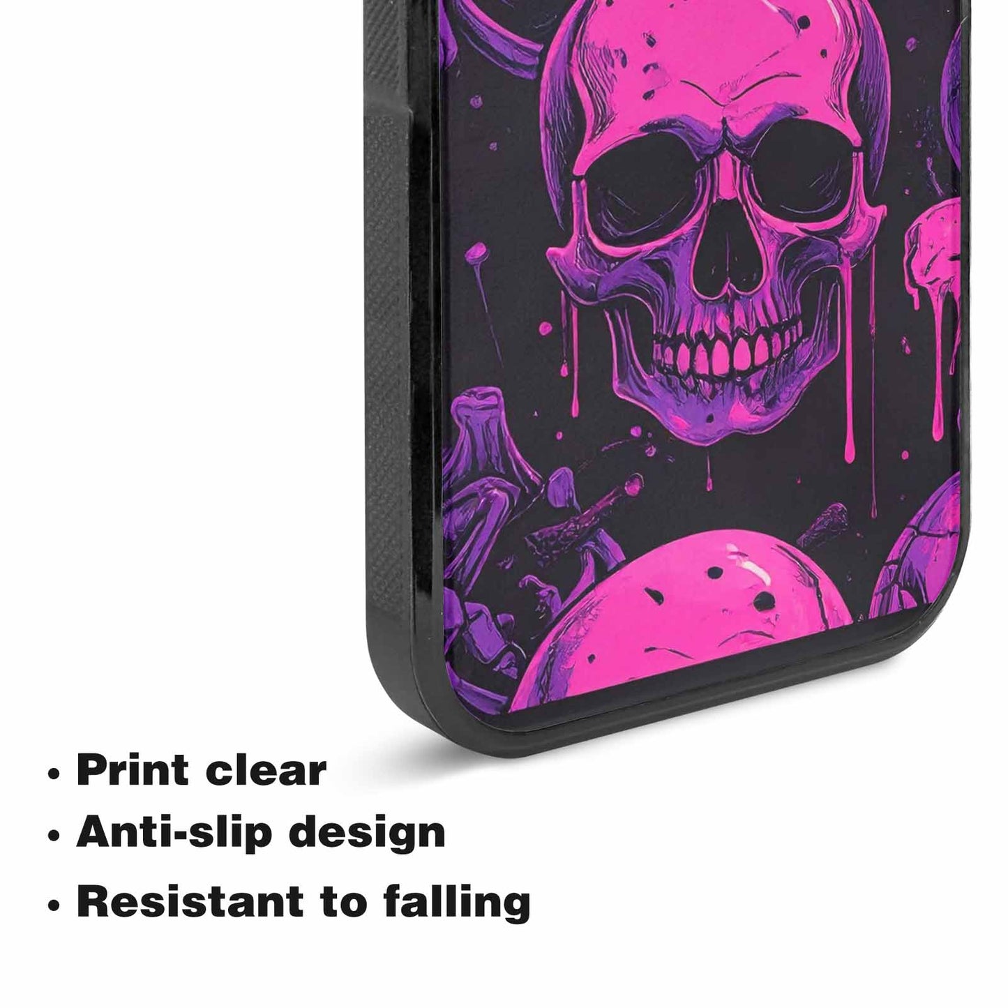 iPhone 15 Plus Case — Pink Purple Skeletons Neon Drip Melting, Custom Printed Phone Case