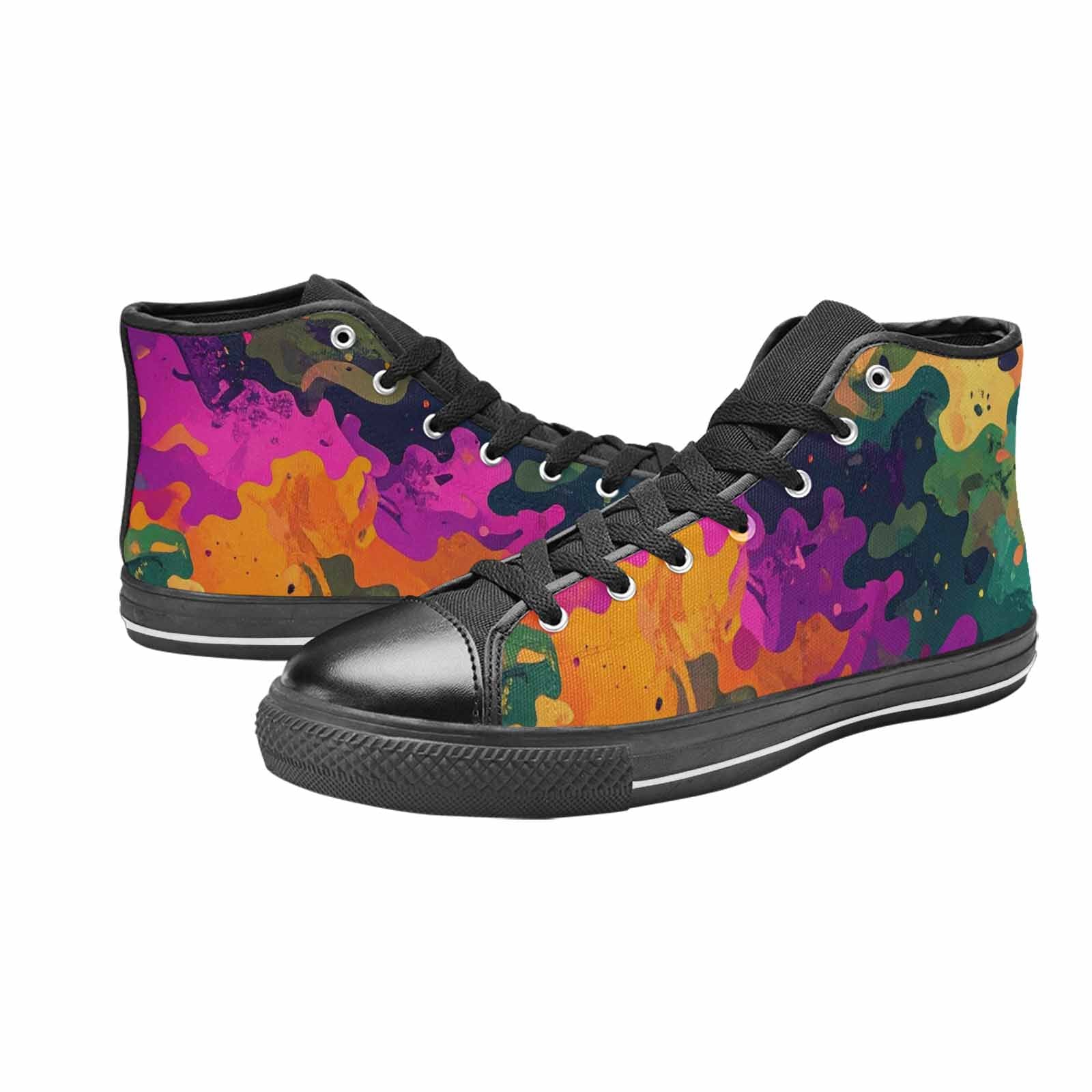 WOMEN'S Military Camouflage Blotch High Top Canvas Vivid Custom Sneakers