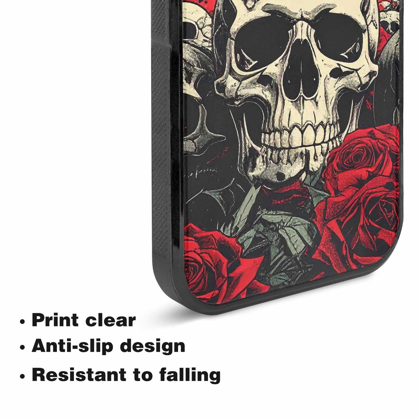 iPhone 15 Case — Skull Dark Art Gothic Print, Unique Phone Case Design