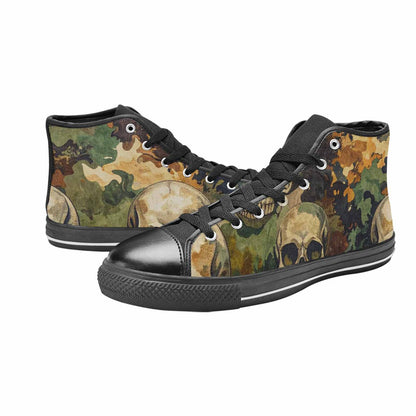 WOMEN'S Military Camo Skull High Top Canvas Dark Academia Sneakers