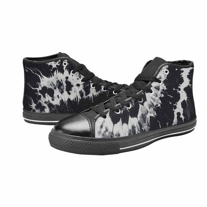 WOMEN'S Black White Animal Print High Top Canvas Wallpaper Art Sneakers