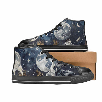 MEN'S Wolf Silhouette Moon High Top Canvas Dark Academia Sneakers
