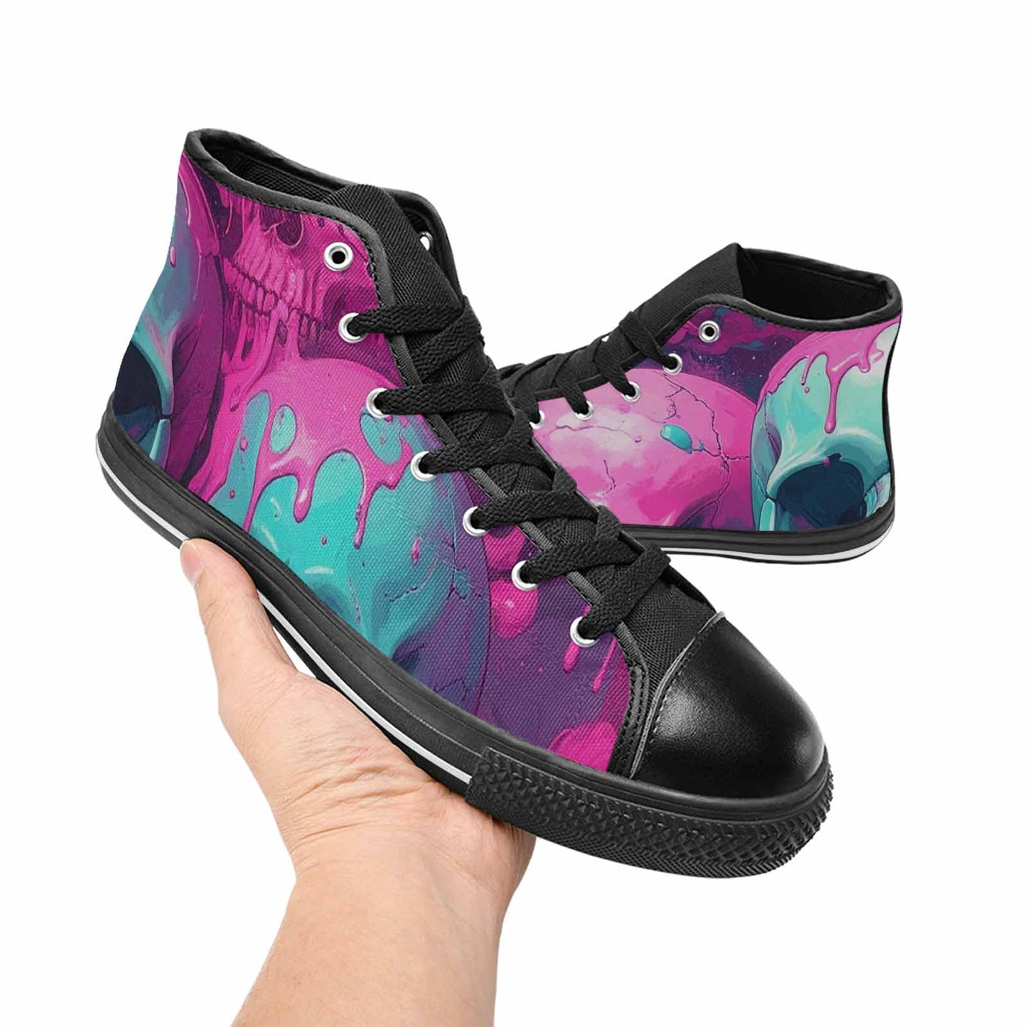 MEN'S Thousands Of Skulls High Top Canvas Vivid Custom Sneakers