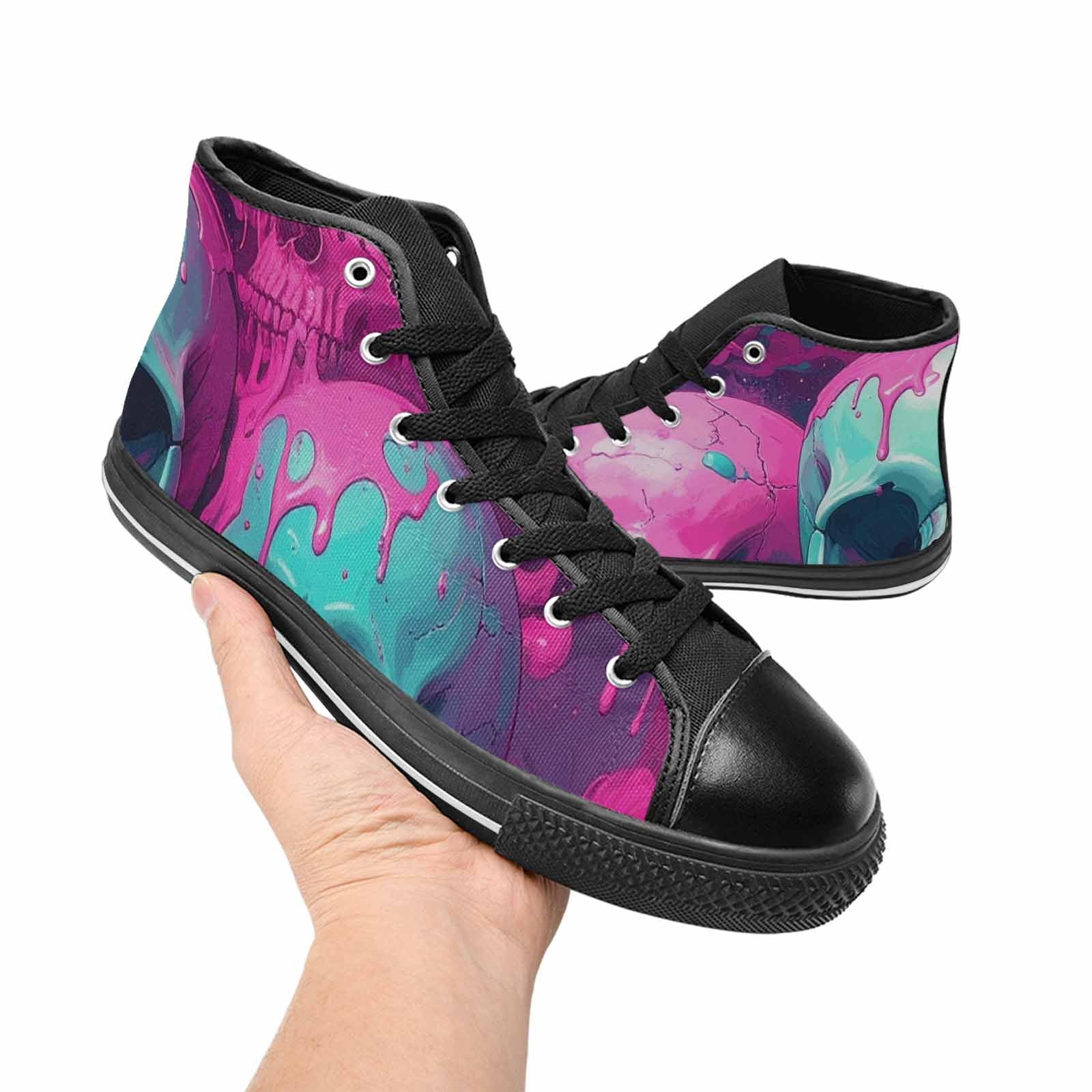 MEN'S Thousands Of Skulls High Top Canvas Vivid Custom Sneakers